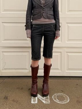 00s Mudd low rise contrast stitching denim capri